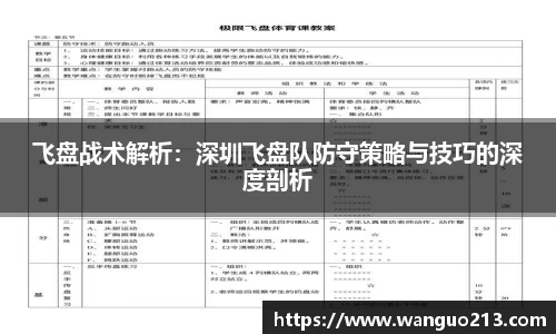 飞盘战术解析：深圳飞盘队防守策略与技巧的深度剖析